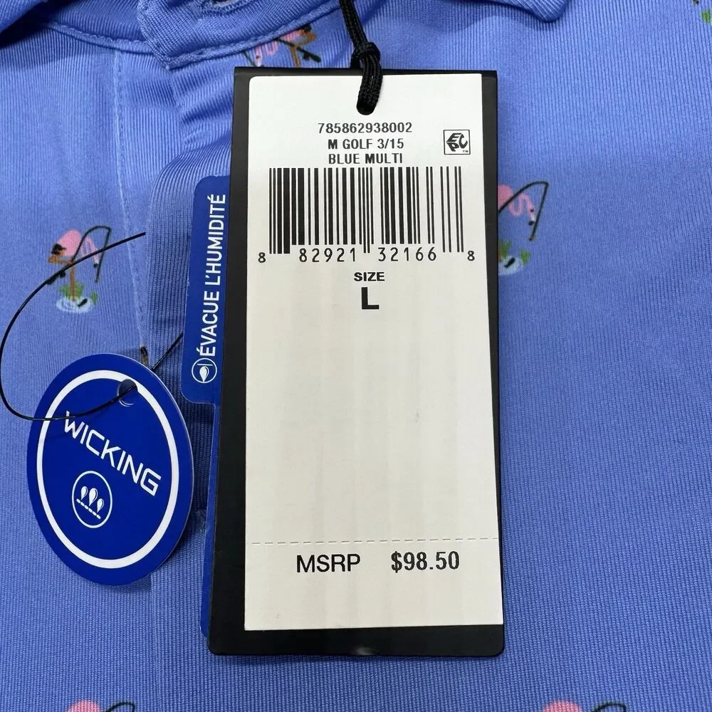 NEW RLX Ralph Lauren Printed Lightweight Airflow Jersey Flamingo Golf Polo LG